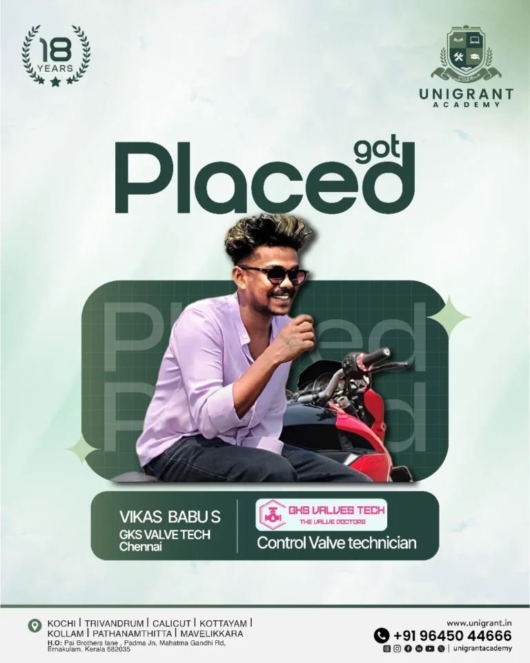 Join us in celebrating Vikas Babu S, who has secured a position as a Control Valve Technician a